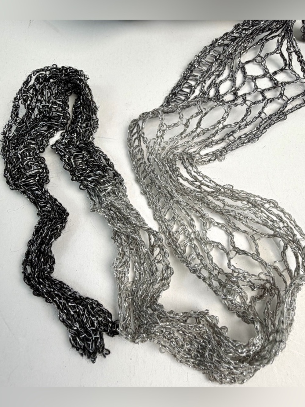 Red Heart Sashay Metallic Yarn Lot of 2 Black Gray Diamonds - Picture 2 of 7